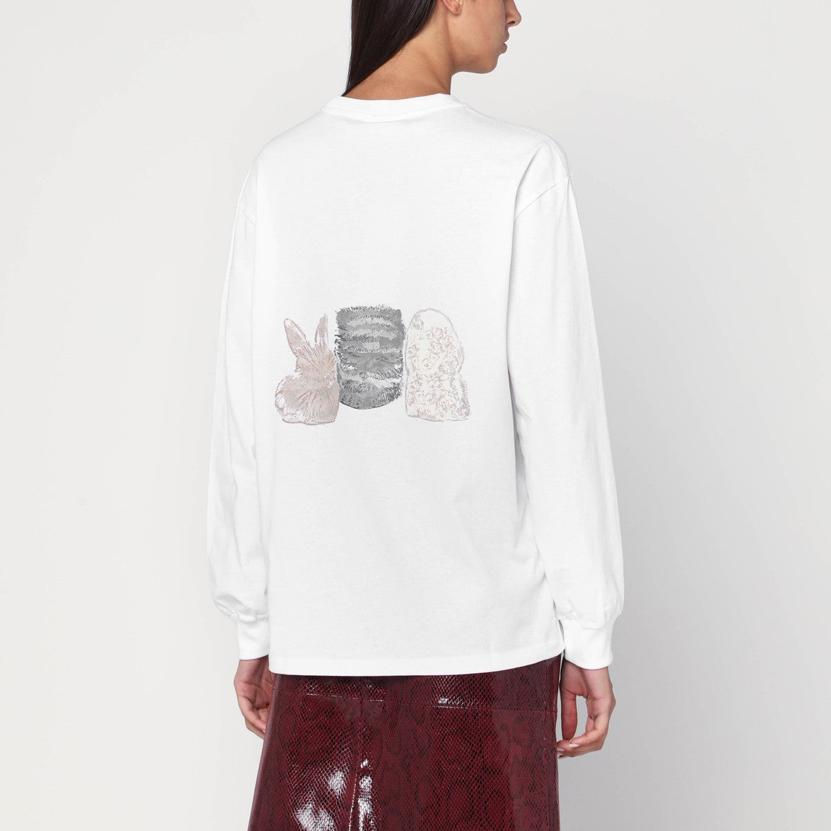 GANNI White sweater with logo print